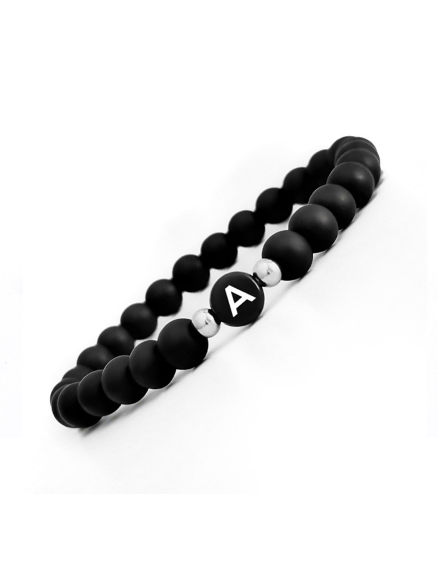 partnerarmband mit buchstabe in schwarz onyx naturstein von lymaja