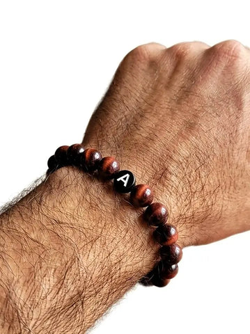 Partnerarmband Tiger Auge aus 8mm Glasperlen in braun schwarz für Männer und Frauen von Lymaja Jewelry