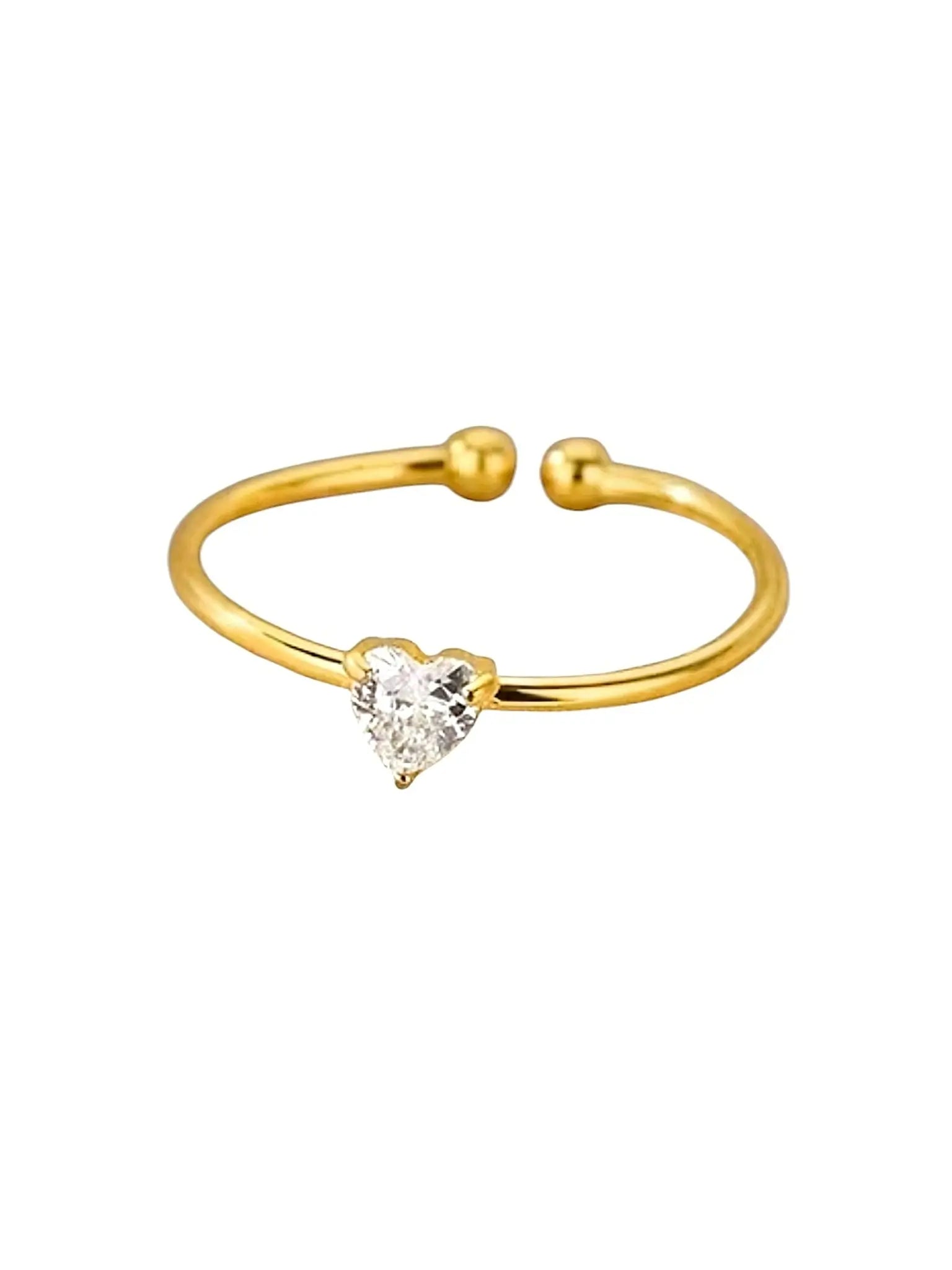 Pure Heart Ring aus 18k vergoldetem Edelstahl mit kleinem Zirkon Herz - LYMAJA