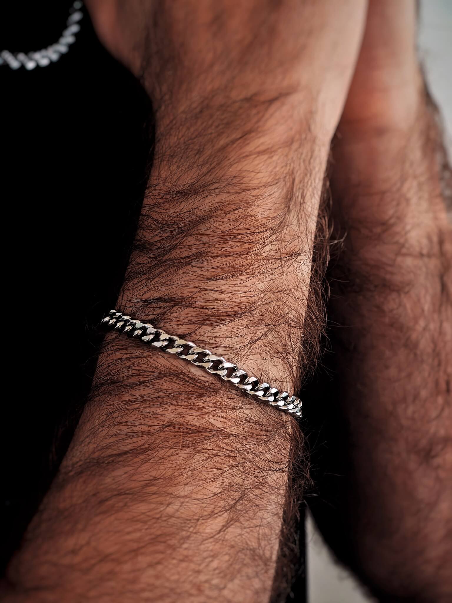 Cuban Armband Kette in silber für Männer aus Edelstahl verstellbar von Lymaja Jewelry 