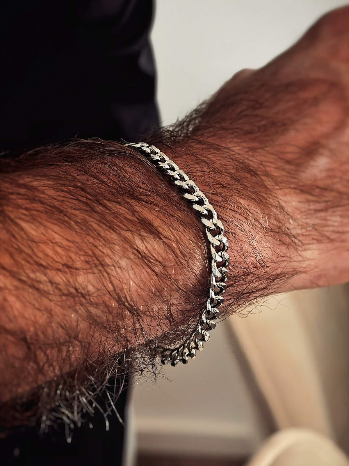 Cuban Armband Kette in silber für Männer aus Edelstahl verstellbar von Lymaja Jewelry 