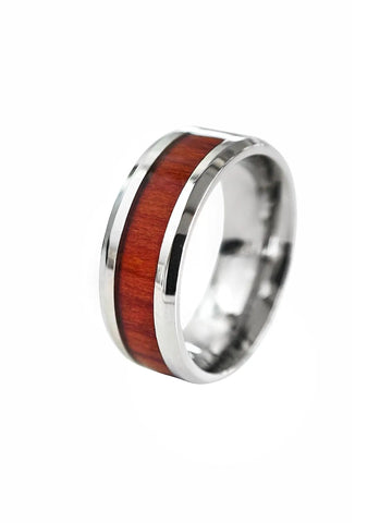 Rubra Holz Ring in silber aus rot braunem Tungsten für Männer von Lymaja Jewelry
