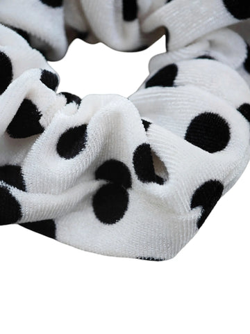 LYMAJA Scrunchie Ivory DOT – weißer Samt-Haargummi aus Polyester