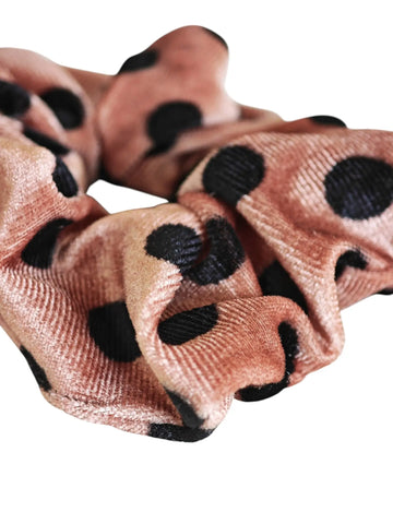 Brauner Samt Scrunchie Mocha DOT als haarschonendes Accessoire - LYMAJA