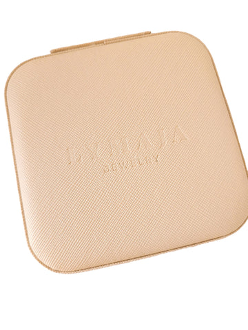 Beige Schmuck Box aus PU-Leder für Schmuckaufbewahrung