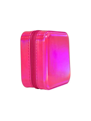 Schmuckkästchen Glossy Pink aus PU Leder als Organizer für Halsketten Ohrringe und Ringen von Lymaja Jewelry 