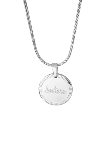 Sisters Halskette mit Gravur aus 316L Edelstahl, wasserfest, silber - LYMAJA