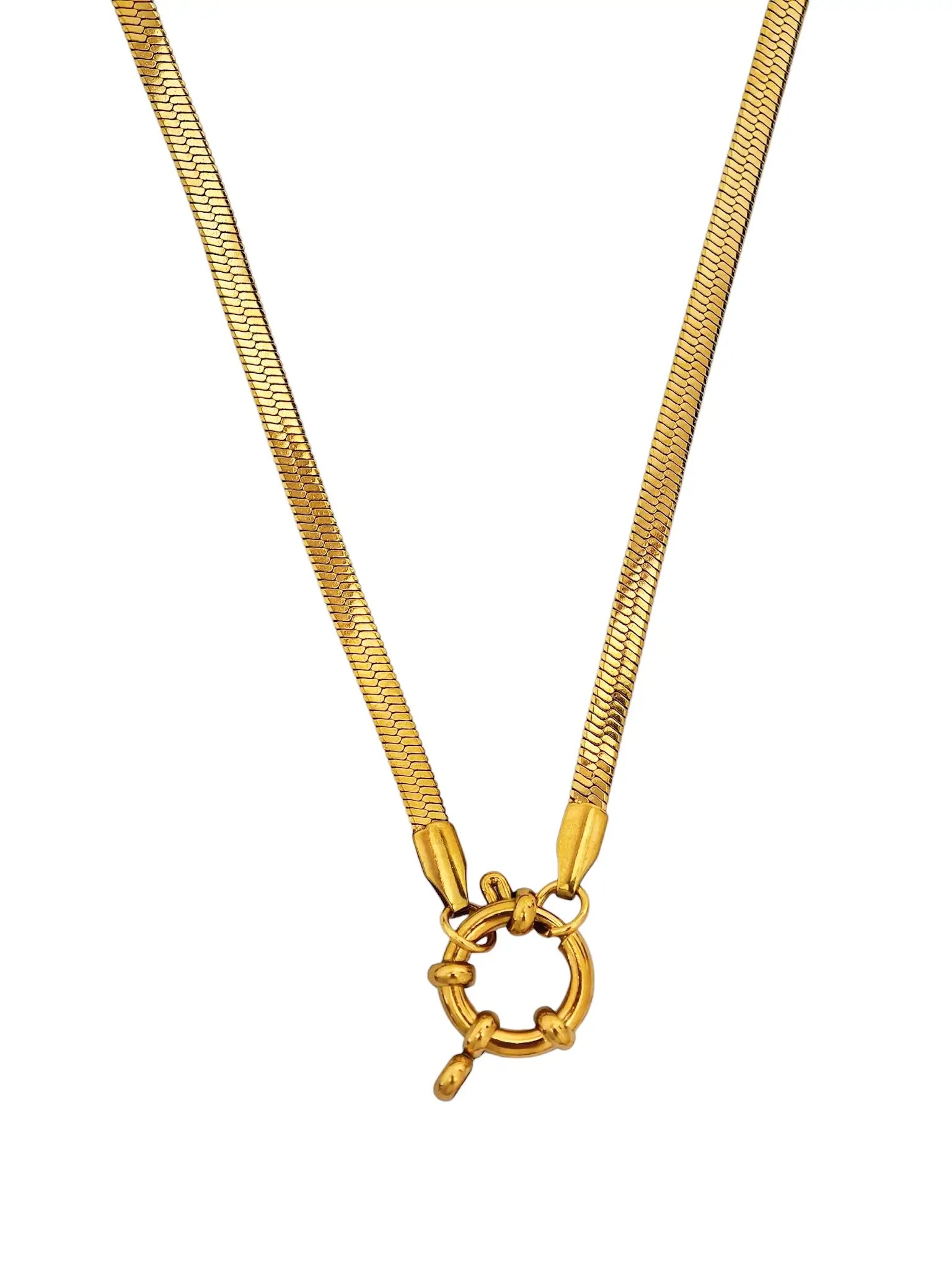 Goldene Snake Chain Halskette mit Charm-Ring-Verschluss