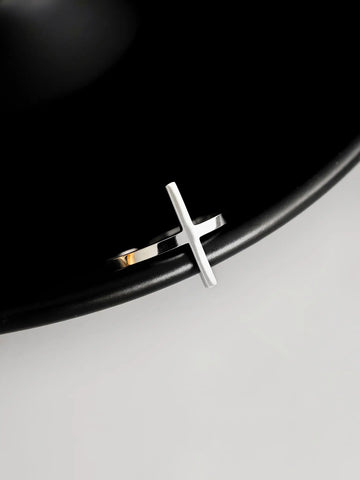 Verstellbarer Männer Kreuzring aus Edelstahl, schlankes Design - LYMAJA