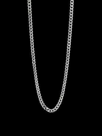 Schmale silberne Cuban Chain Halskette aus Edelstahl mit 3 mm Breite