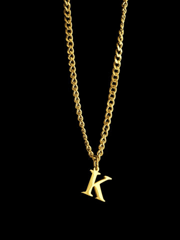 Slim Cuban Letter Chain – 3 mm goldene Edelstahl Panzerkette mit Buchstabenanhänger personalisiert - LYMAJA