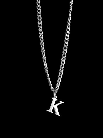 Slim Cuban Letter Chain – 3 mm silberne Edelstahl Panzerkette mit Buchstabenanhänger personalisiert - LYMAJA