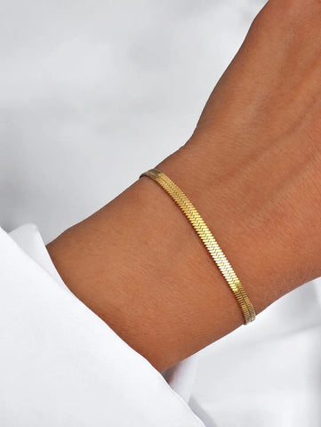 Filigranes Slim Snake Armband in Gold aus 3mm breitem 18K vergoldetem 316L Edelstahl