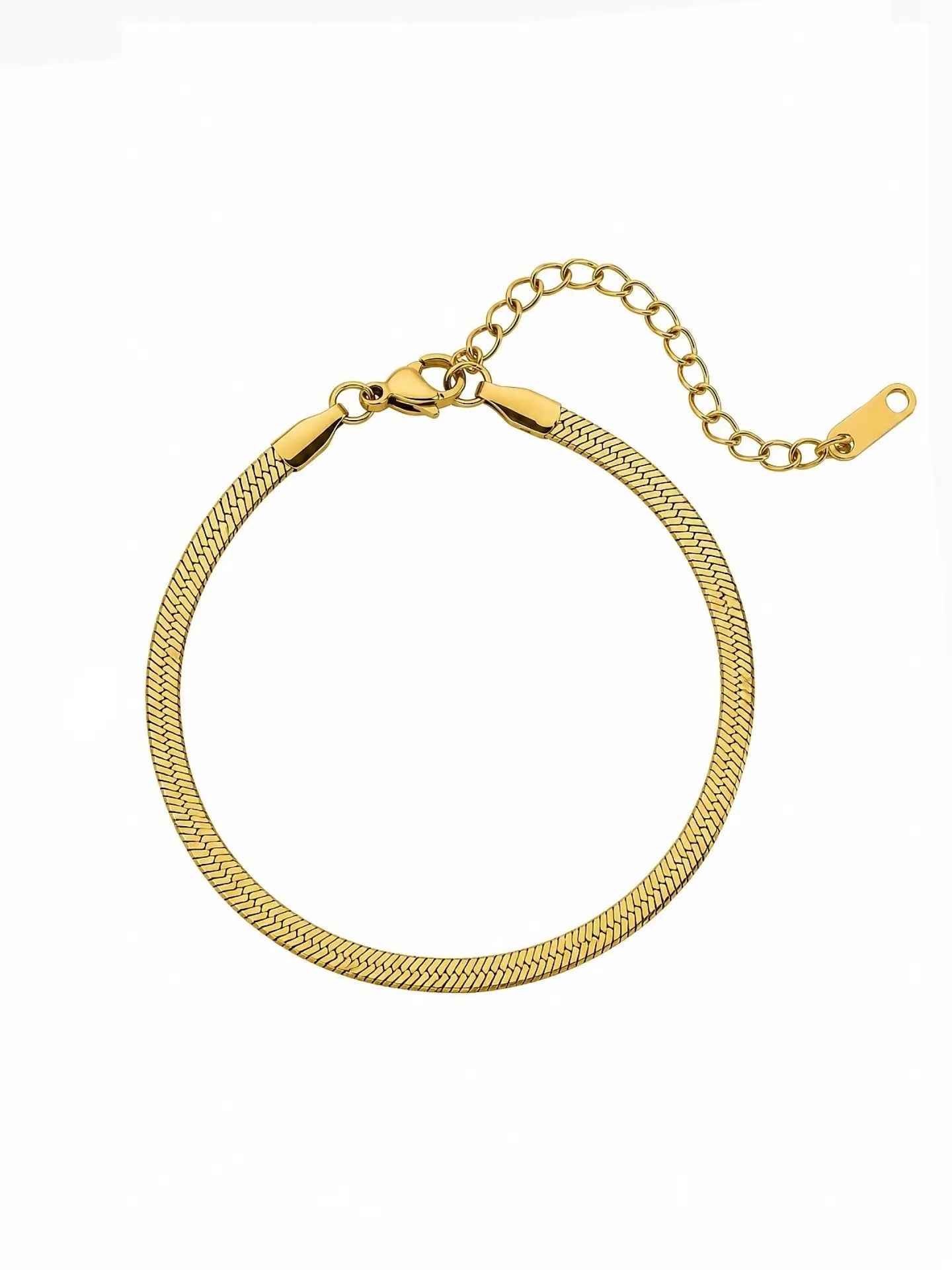 Filigranes Slim Snake Armband in Gold aus 3mm breitem 18K vergoldetem 316L Edelstahl