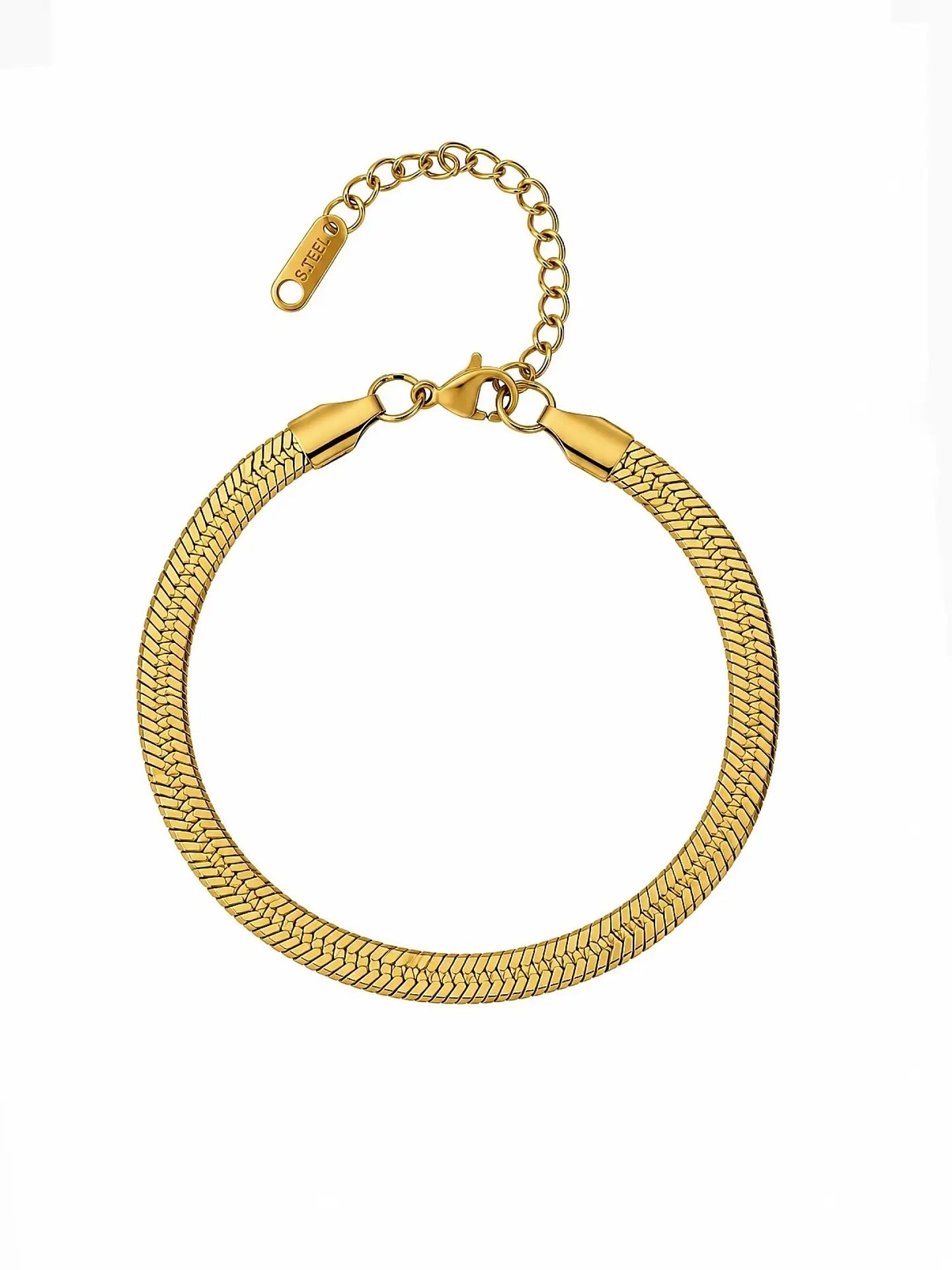 Breites Snake Armband in Gold aus 5mm breitem 18K vergoldetem 316L Edelstahl