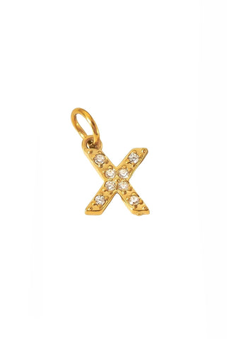 Zirkon Buchstaben Charm Anhänger mit einem X für Halsketten aus 18k Edelstahl von Lymaja Jewelry