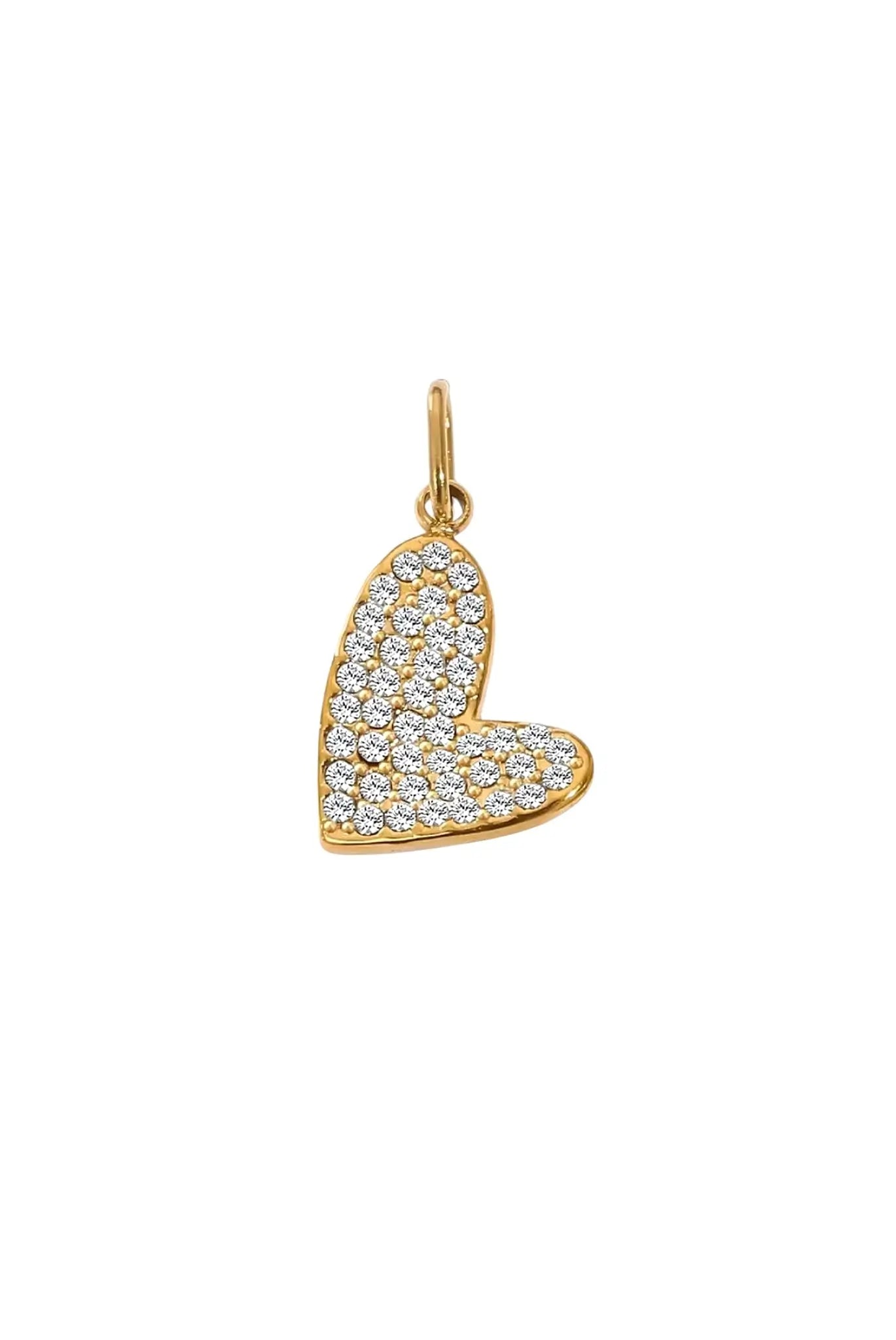 Herzförmiger Charm mit feinen Zirkon Steinen, vergoldet