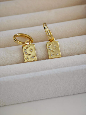 Sparkling Nights Ohrringe – 18K vergoldet, 925 Silber, Mond und Sterne mit Zirkonia - LYMAJA