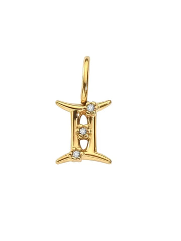 Zwillinge Sternzeichen Zirkon Charm – 18K vergoldeter 9 mm Edelstahl-Anhänger mit funkelnden Zirkonsteinen - LYMAJA