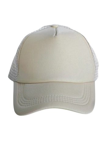 Beige Trucker Cap für Frauen als klassische Baseball Cap mit gebogenem Schirm