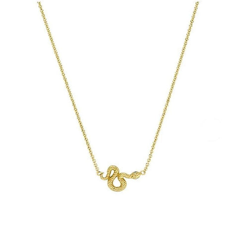 Filigrane goldene Snake Halskette aus 18k vergoldetem Edelstahl von LYMAJA mit einer geschmeidigen Schlangenkette und einem 18mm Anhänger.